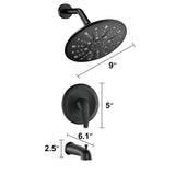 Single Handle Rain Showerhead with Handheld Shower Combo Set with Tub Spout W121943766