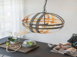4 - Light Galvanized Chandelier, Hanging Light Fixture with Adjustable Chain for Kitchen Dining Room W2078138929