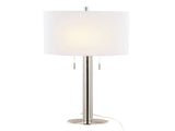 Master 29" Contemporary Metal Table Lamp in Polished Nickel and White Linen Shade from Grandview B202P224105