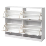 2 Rows 4 Drawers Shoe Cabinet Particle Board 102*25*78.5cm White 23849345
