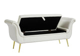 White, PU Leather, Metal Feet Upholstered Ottoman Bedroom Lounge Ottoman Flip Top Storage Sofa Bench 94764869