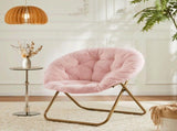 Comfortable Disc Chair Faux Fur Chair for Bedroom, Living Room, Pink 07161263