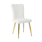 ZUN Modern White teddy wool dining chair, upholstered chair with fabric accent side chair with W210127517