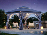 8'x8' Patio Gazebo Outdoor Heavy Duty Party Tent Shelter With Double Roofs, Mosquito Nettings And 75714784
