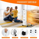 1500W Electric Space Heater - 3 Heating Modes, Silent Operation, Wheel & Handle for Easy Movement, 26901798