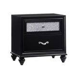 ZUN 2 Drawers Nightstand with Metallic Acrylic Drawer Front, Black B016P254381