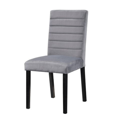 ZUN Gray Velvet Upholstered Side Chairs Set of 2pc Black Finish Wood Frame Casual Dining Room Furniture B011125791