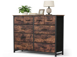 10-Drawer Fabric Dresser, Large Storage Tower for Bedroom, Closet, Living Room, Rustic Brown 71253654