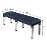 Dark Navy and Black Tufted Bench B062P186458