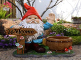 Outdoor Garden Sculpture Gnome Flower Pot Planter - Unique Yard Statue Decoration, Interesting Law W5398P455470