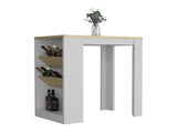 Kitchen Island 41" H, 2 Bottle Organizer and Shelf, White / Macadamia B097133048
