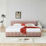 King Size Upholstered Bed ,comfortable upholstered bed frame, Chenille fabric, with headboard and W487P235312