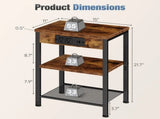 15.7" Small Side Table with Charging Station, End Table with Outlets & USB Ports, 3-Tier Adjustable 32843490