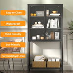 ZUN 59"H Heavy Duty Metal Storage Cabinet,Sideboards & Buffet,Display Storage Cabinet with Glass Doors W2735P186329