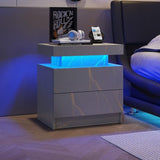 Nightstand LED Bedside Table Cabinet Lights Modern End Side with 2 Drawers for Bedroom W2178138743