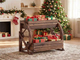 2-Tier Vertical Raised Garden Bed, Burned Finish Semi-Wheel Decorative Planter for Wedding 30447488