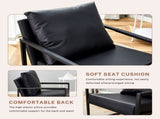 Set of 1 Classic Black PU Leather and Metal Frame Sofa -Ergonomically designed, a perfect blend of W3875P378628