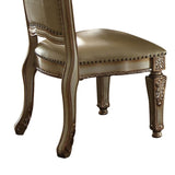 Bone and Gold Patina Side Chair with Nailhead Trim B062P209283