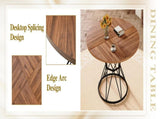 A circular dining table with a diameter of 47.3 inches, featuring 4 walnut wood grain MDF tabletops, W1151P434789