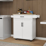 Kitchen island rolling trolley cart with 1 drawer 2 doors with storage racks Adjustable Shelves W282P163314