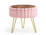 Faux Fur Storage Ottoman Vanity Stool with Metal Legs & Anti-Slip Feet Footstool for Bedroom 62778415