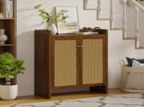 42.5" Tall Rattan Shoe Cabinet with Doors, 6-Tier Shoe Storage Cabinet with Adjustable Shelves, 86407190