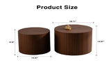 Nesting Coffee Table Set of 2 Round Wooden Coffee Tables Circle Modern Table for Small Space Living W3081P255157