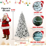 Artificial 7ft Flock LED-lit Christmas Tree with 1072PVC Mixed Branch Tips,Hinged Premium & Foldable 51361762