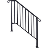 Handrails for Outdoor Steps, Fit 3 or 4 Steps Outdoor Stair Railing, Picket3 Wrought Iron Handrail, W465124224