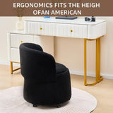 Storage Ottoman Foot Rest Round Footstool Teddy Velvet Footrest with Wheels Vanity Stool Black 54604295