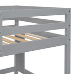 ZUN Twin Size Loft Bed with desk and shelves, Safety Guardrail and ladder,Grey W504P181852