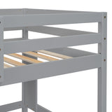 ZUN Twin Size Loft Bed with desk and shelves, Safety Guardrail and ladder,Grey W504P181852