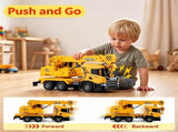 Kids Realistic Crane Truck Toy, Friction Drive Construction Vehicle with Lights Sounds & Water 44553726