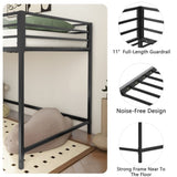 ZUN Adam sturdy junior twin loft bunk black for kids with easy climbing ladder, space saving B083P168426