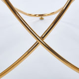 Dining Table with golden metal leg and tempered glass,Modern Space Saving Kitchen Table for Living W234P329699