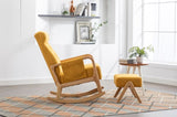 ZUN Rocking Chair With Ottoman, Mid-Century Modern Upholstered Fabric Rocking Armchair, Rocking Chair 13651198