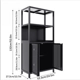 Black bamboo storage cabinet, separate bathroom cabinet with 2 doors, floor cabinet organizer for W2207P327620