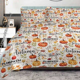 Pumpkin Autumn Leaves Design Quilt Set 3 Pieces Queen Size All Seasons Bedding Quilt Bed Set with 2 96849321