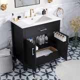 ZUN 30-Inch Bathroom Vanity with Ceramic Sink and Ample Storage - The Perfect Choice for Small Bathrooms WF530809AAB