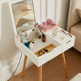 Small Makeup Vanity, Dresser Desk with 2 Drawers , Flip Top Mirror Organizer, Makeup Dressing W760P304948