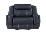 Modern Blue Swivel Glider Reclining Chair, Breathable Faux Leather Upholstery Living Room Furniture B011P228164