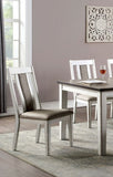Classic Weathered White / Warm Gray Set of 2 Side Chairs Fabric Unique Back Solid wood Chair B011104806