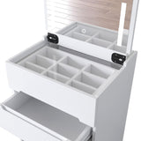 3 in 1 Vanity Desk with open Top Mirror,Small Make Up Vanity Set with Visible Glass Desktop,Compact W331P265782