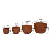 Handmade Solid Glaze Ceramic Planter Set of 4, 7/9/12/14 Inch Diameter, Terra Cotta with Horizontal W3273P321567