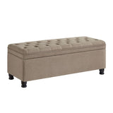ZUN Upholstered tufted button storage bench ,Linen fabric entry bench with spindle wooden legs, Bed W2186P151306