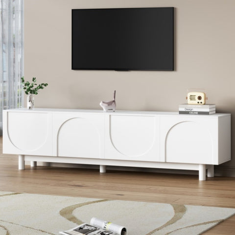 ZUN ON-TREND Graceful TV Stand Arch Cabinets for TVs Up to 78'', Minimalist Entertainment Center WF325999AAK