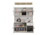 71" Kitchen Pantry Storage Cabinet with Microwave Oven Countertop, Freestanding Hutch Cabinet with W282108555