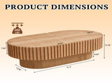 Oval Coffee Table,Mid Century Modern Fluted Coffee Table with Pedestal, Classic Wood Coffee Table W3204P476731