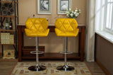 Glasgow Contemporary Tufted Adjustable Height Hidraulic Bar Stools, Set of 2, Yellow T2574P164869