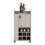 ZUN Bar Cart with 6 Built-in Wine Rack and Casters, Light Gray B097120590